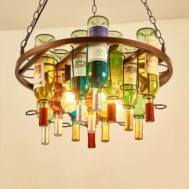 Valentina Antik Pendelleuchte, Weinflasche, Metall/Glas, Farbenfroh, Schlafzimmer