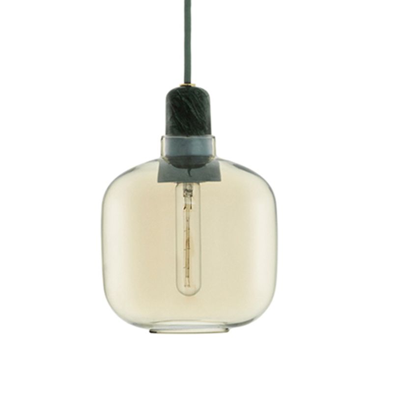 Valentina Designer Zylinder LED Pendelleuchte Bernstein/Rauchgrau Wohnzimmer Marmor/Glas