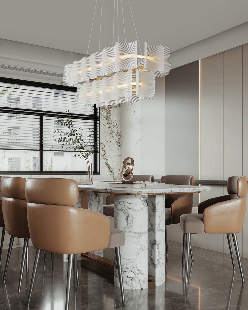 Virinia zeitgenössische luxuriöse rechteckige Messing-Glas-Pendelleuchte