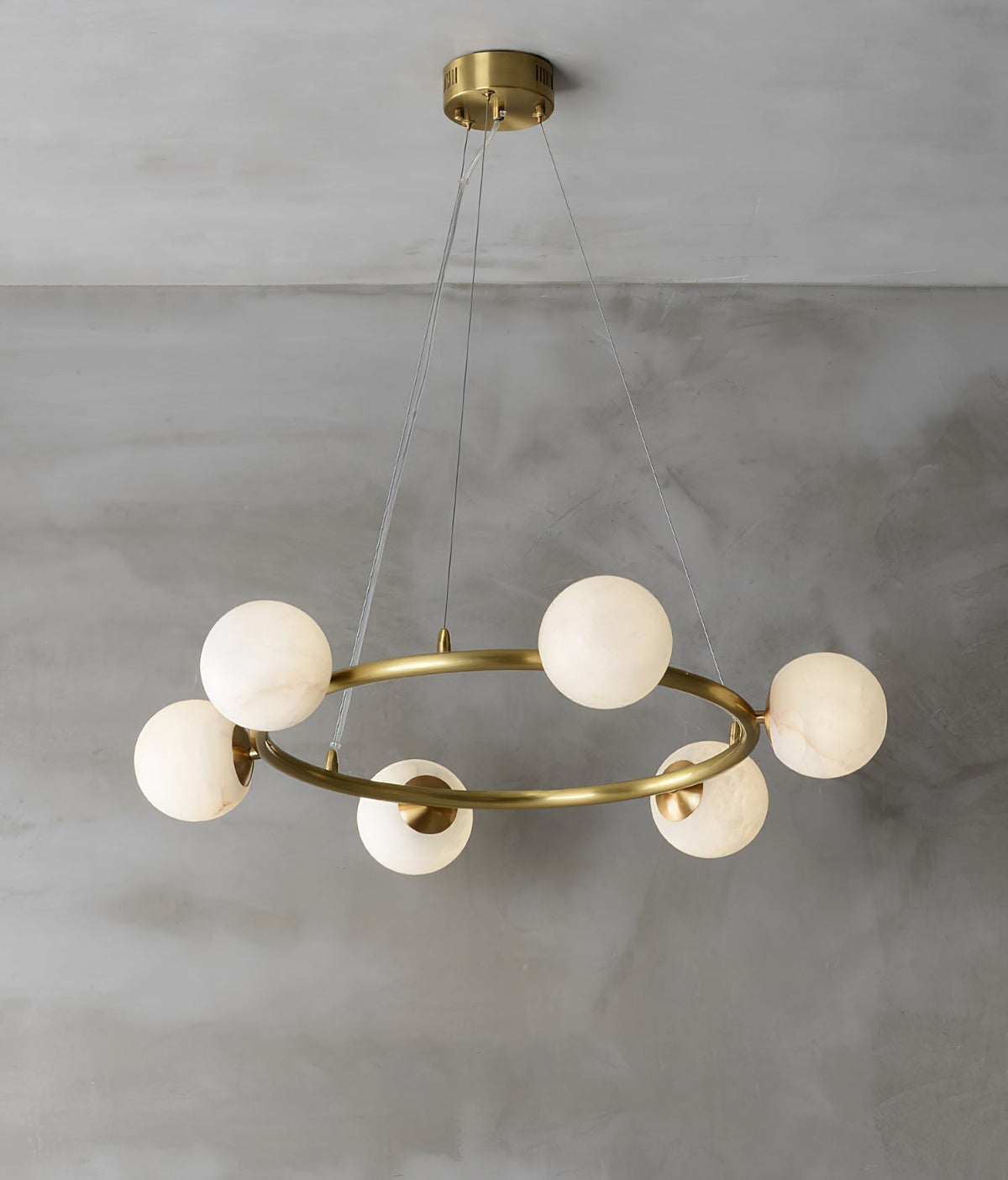 Helix Kronleuchter aus Alabaster mit Kugeln