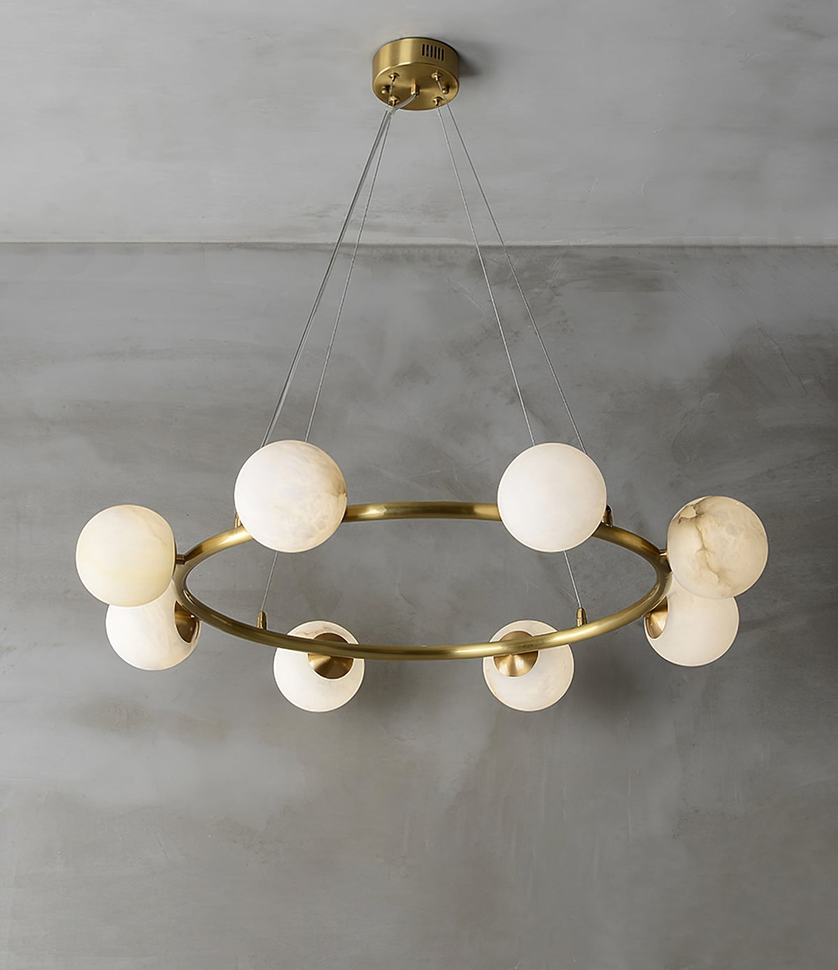 Helix Kronleuchter aus Alabaster mit Kugeln