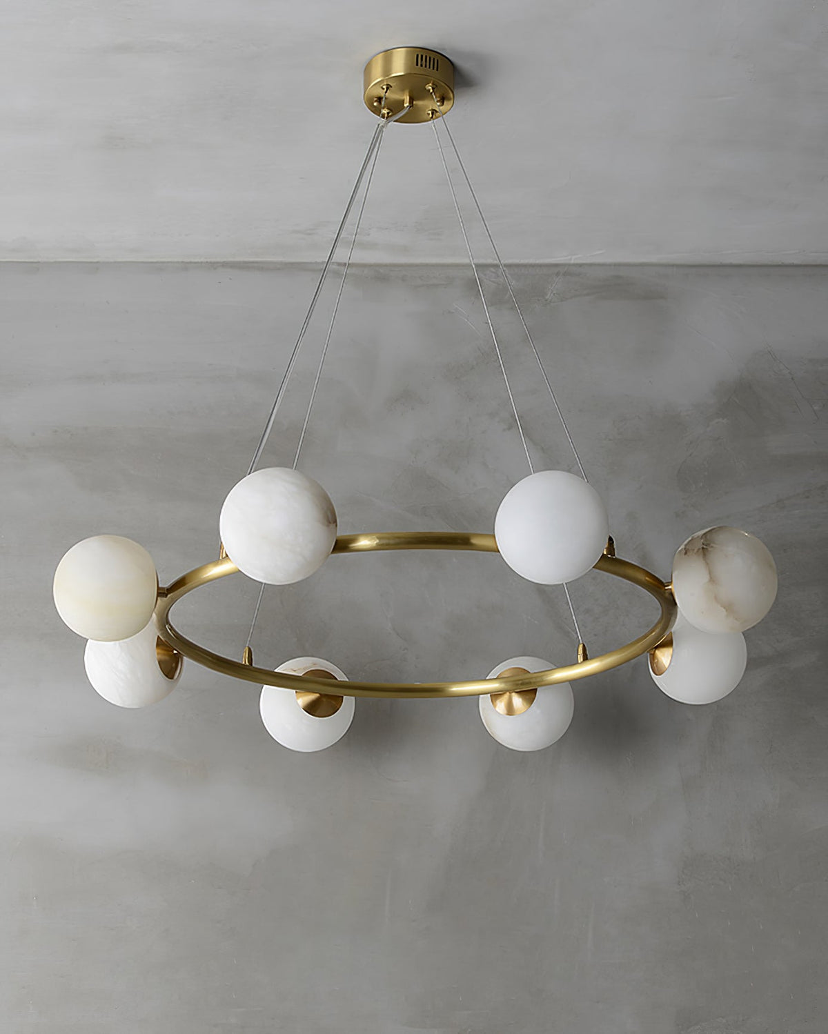 Helix Kronleuchter aus Alabaster mit Kugeln