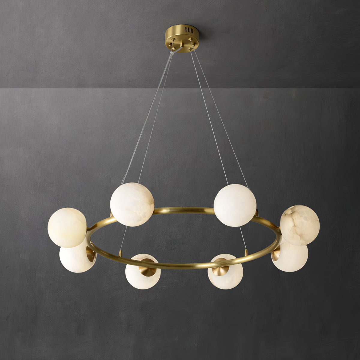 Helix Kronleuchter aus Alabaster mit Kugeln