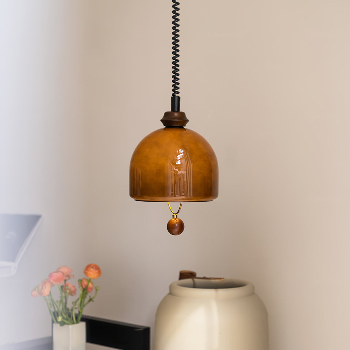 Elveise Minimalistische Pendelleuchte aus Holz in Dunkelwalnuss und Dunkelbraun