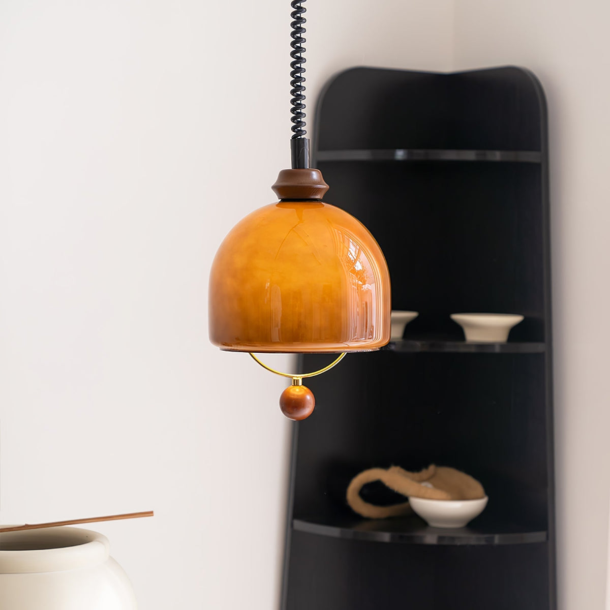 Elveise Minimalistische Pendelleuchte aus Holz in Dunkelwalnuss und Dunkelbraun