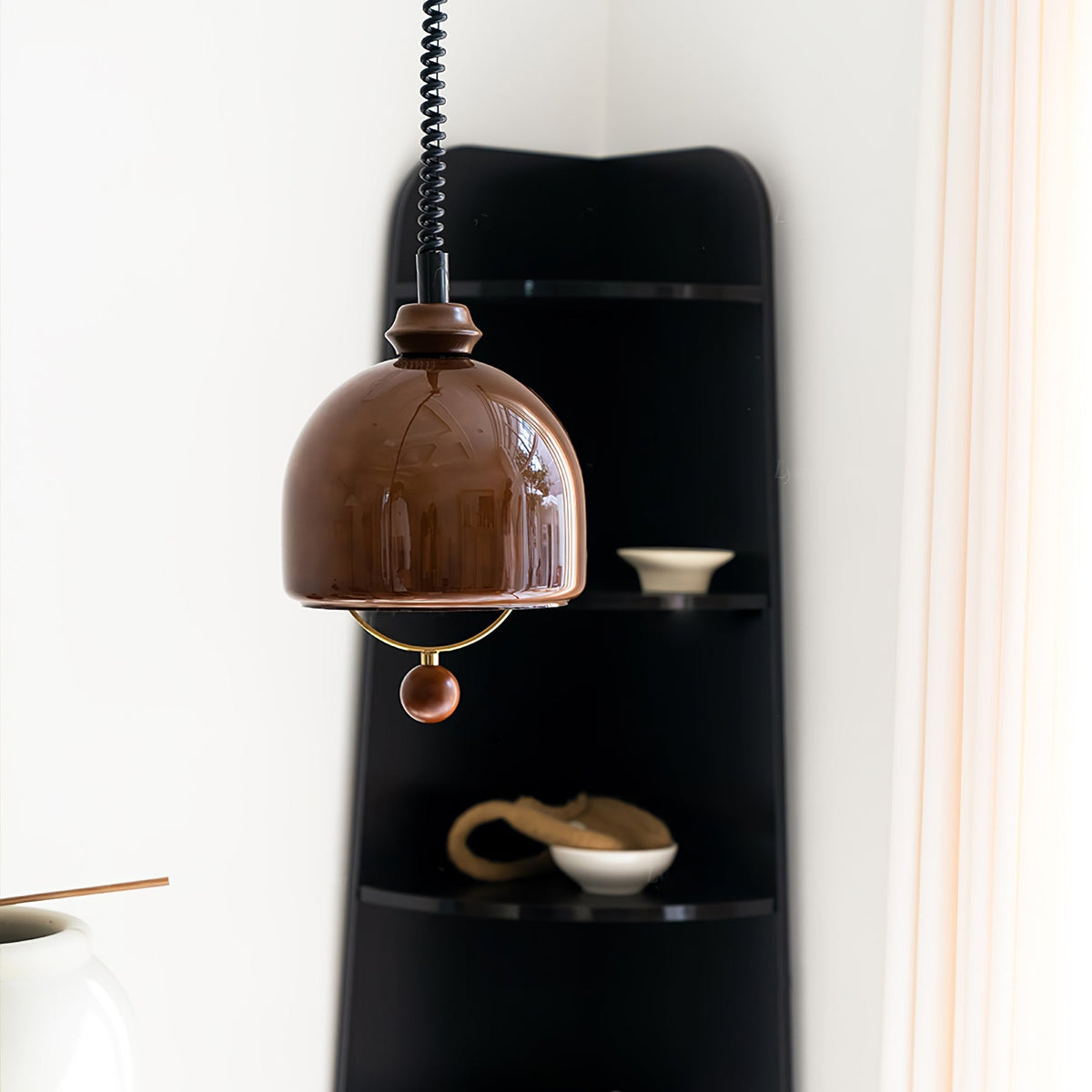 Elveise Minimalistische Pendelleuchte aus Holz in Dunkelwalnuss und Dunkelbraun