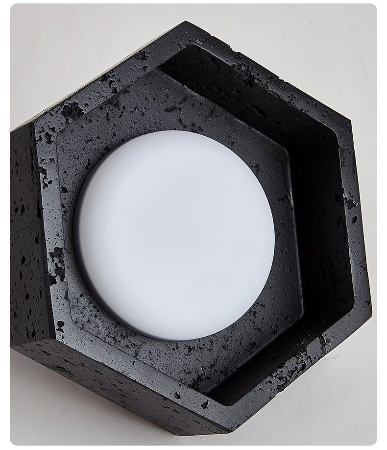 Hexara Hexagon Schwarze Travertin-Deckenleuchte