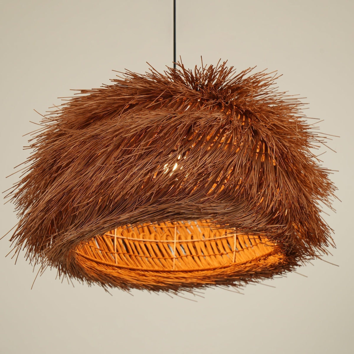 Wickora Vintage Pendelleuchte in dunklem Naturrattan &