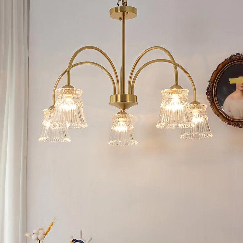 Rostor Kronleuchter Kristallglas Gold Midcentury