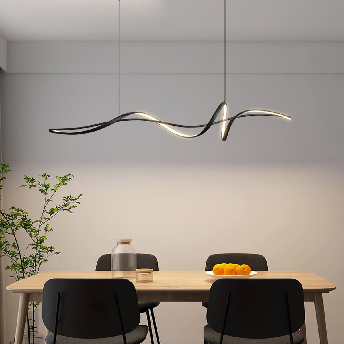 Calelina moderne schwarze LED-Wellen-Pendelleuchte