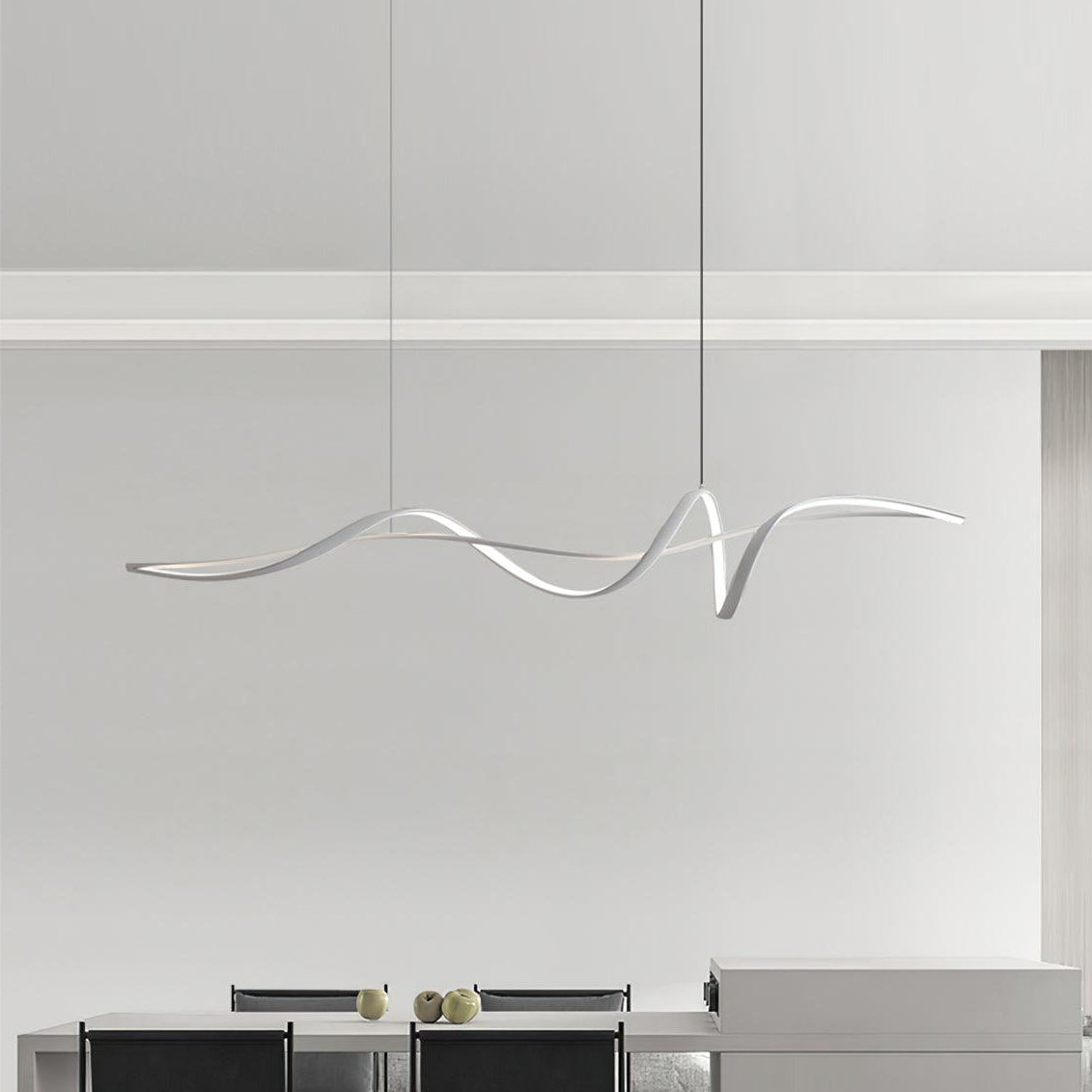 Calelina moderne schwarze LED-Wellen-Pendelleuchte
