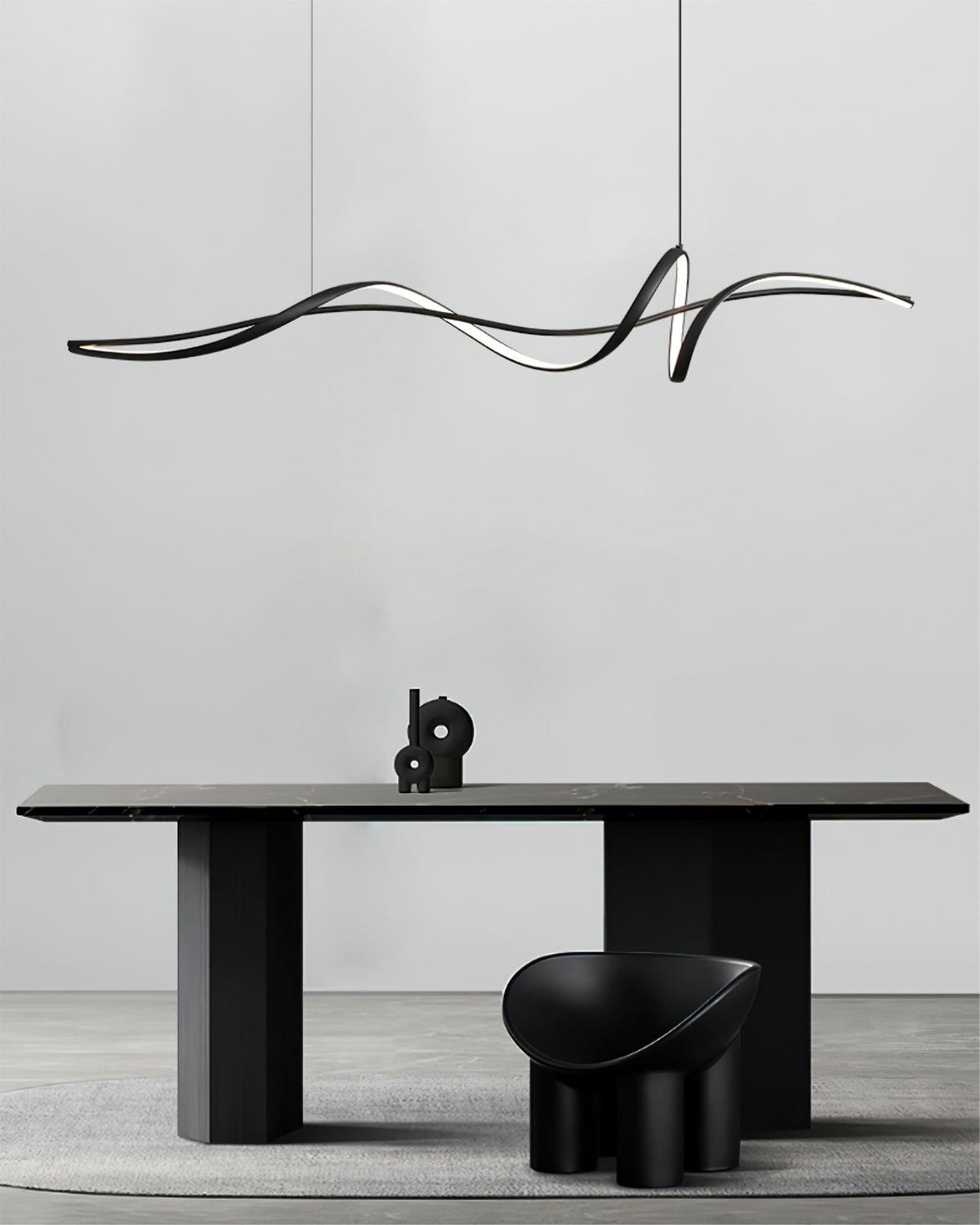 Calelina moderne schwarze LED-Wellen-Pendelleuchte