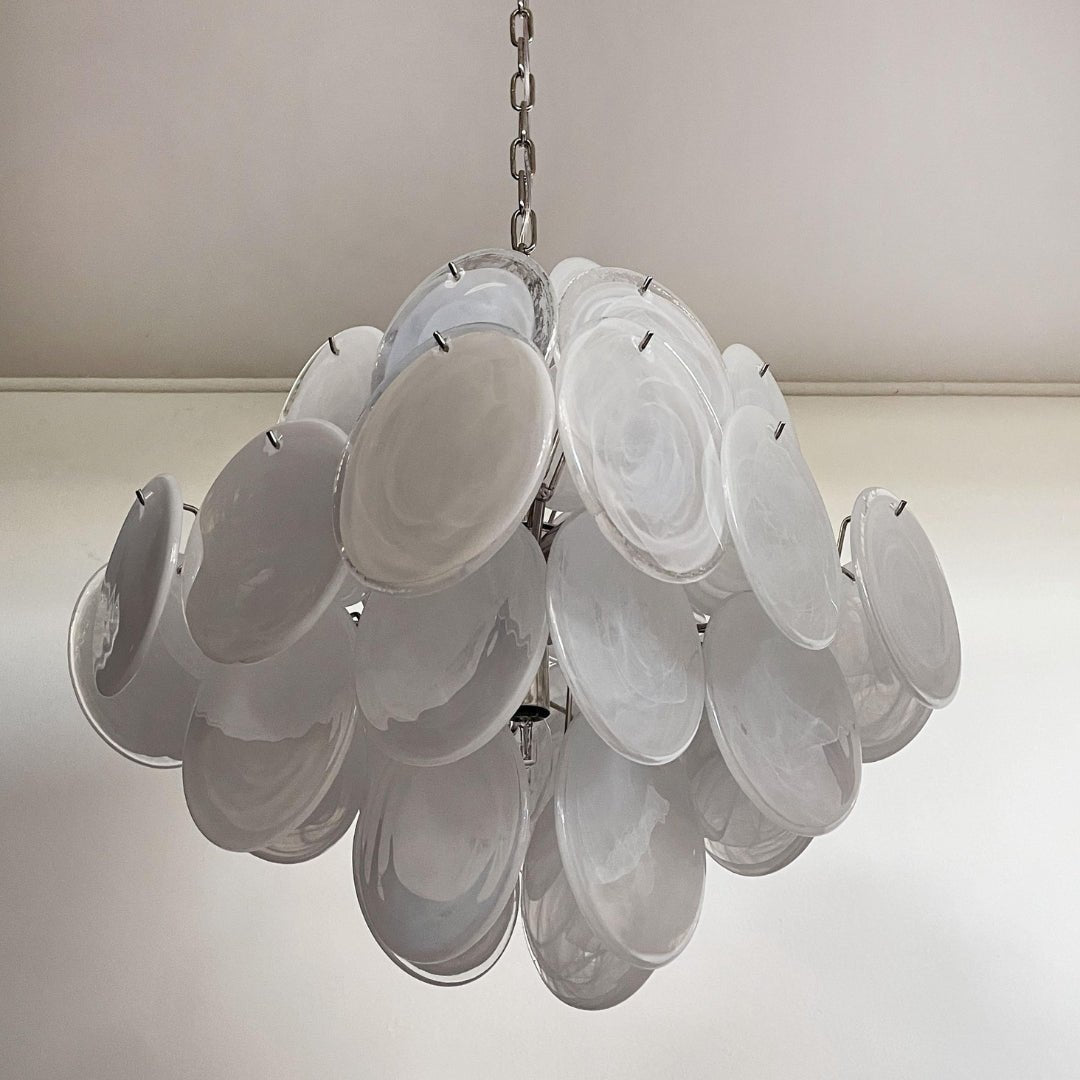 Liorinelle Kronleuchter Weiß Murano-Glas-Scheiben-Cluster