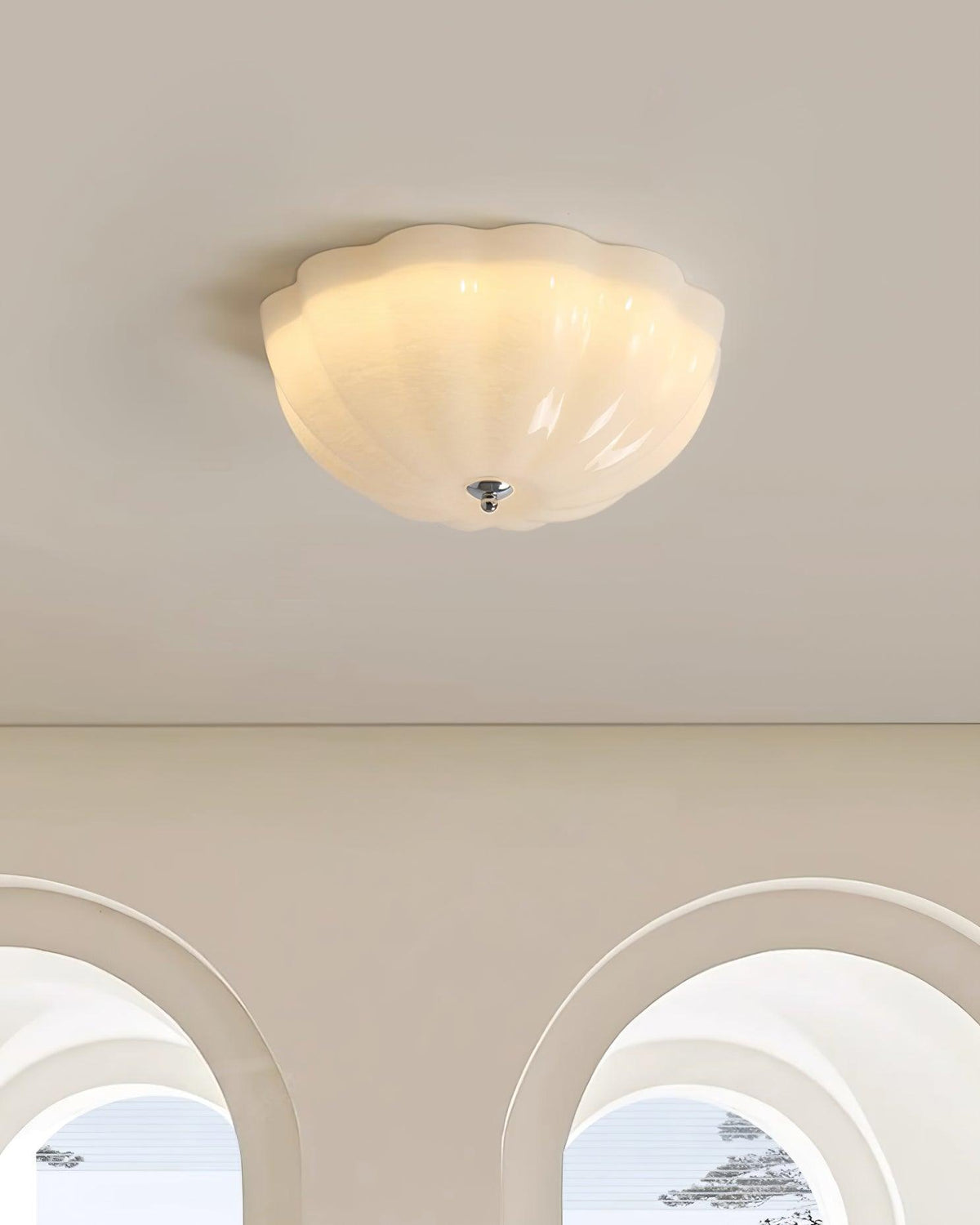 Etta Deckenleuchte aus Glas Jelly-Form opaleszent fürs Schlafzimmer