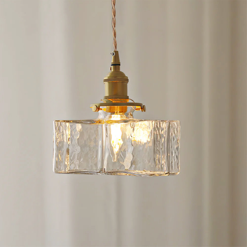 Ovely Vintage Pendelleuchte aus gehämmertem Messing und Glas