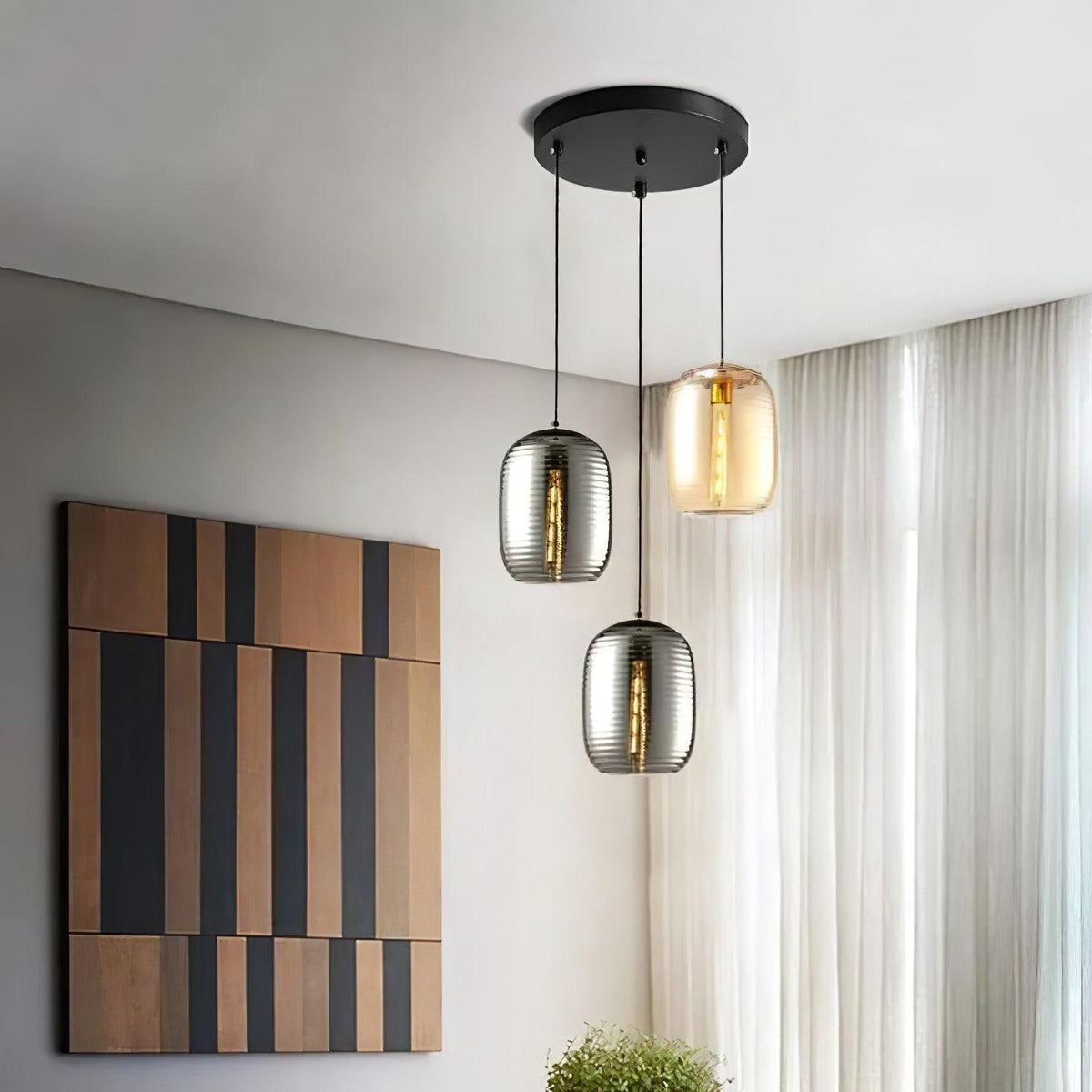 Eirinelia Pendelleuchte aus Rauchglas