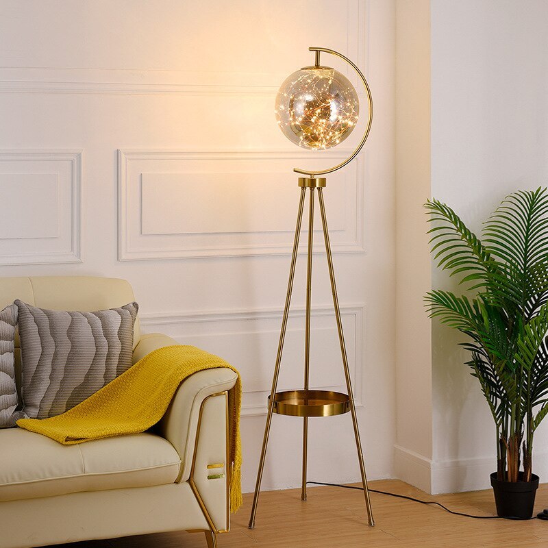 Arisha Moderne Sternenkugel Glas Stehlampe, Gold, Schalfzimmer