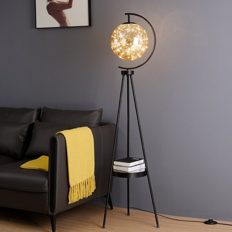 Arisha Moderne Sternenkugel Glas Stehlampe, Gold, Schalfzimmer