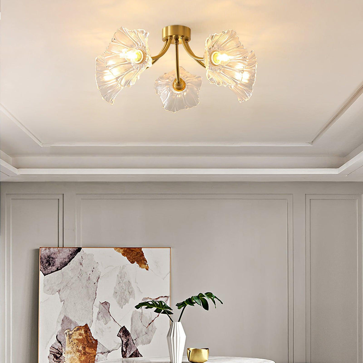 Celoreria Deckenleuchte aus Glas mit Blütenform und Petal-Design, elegant und zeitgenössisch