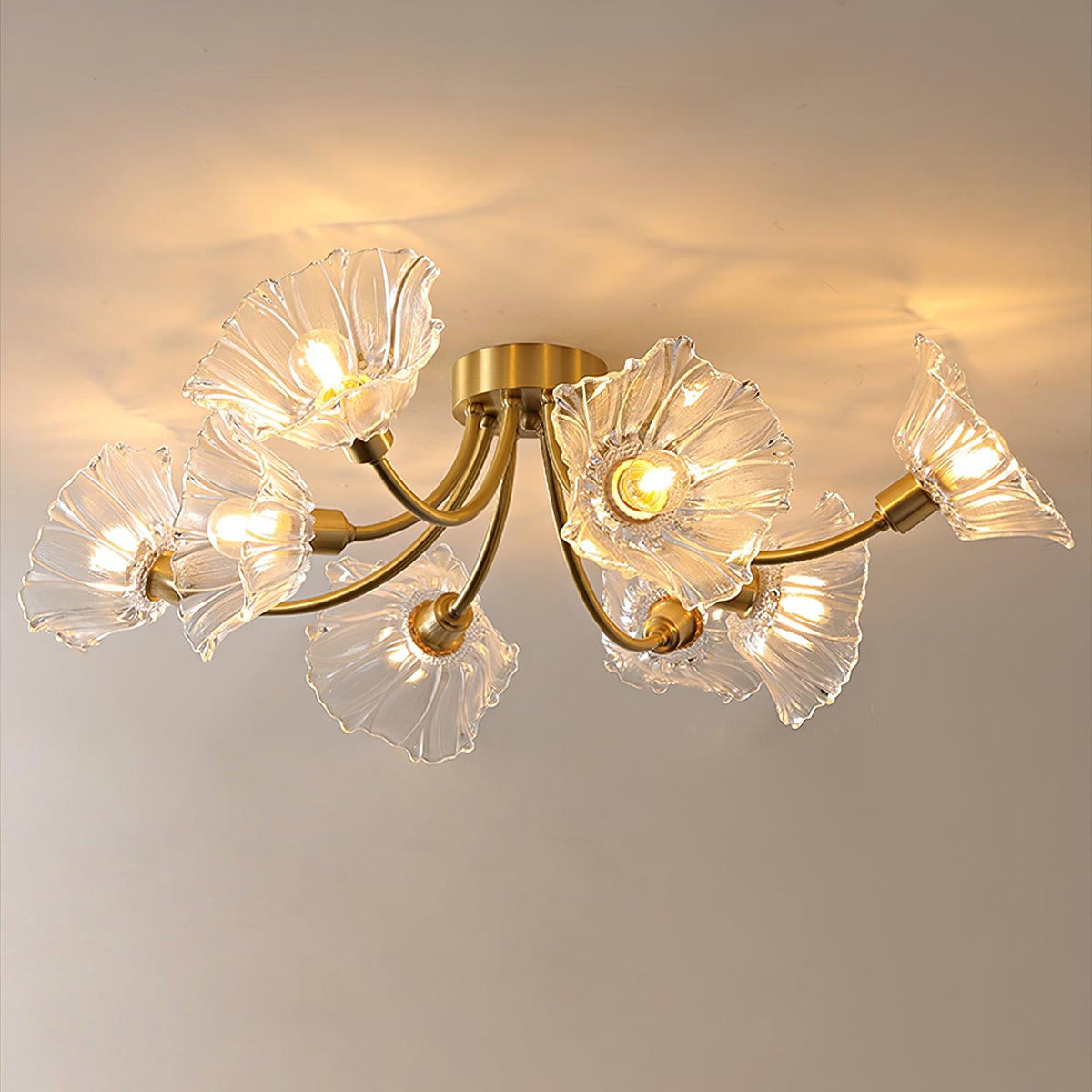 Celoreria Deckenleuchte aus Glas mit Blütenform und Petal-Design, elegant und zeitgenössisch