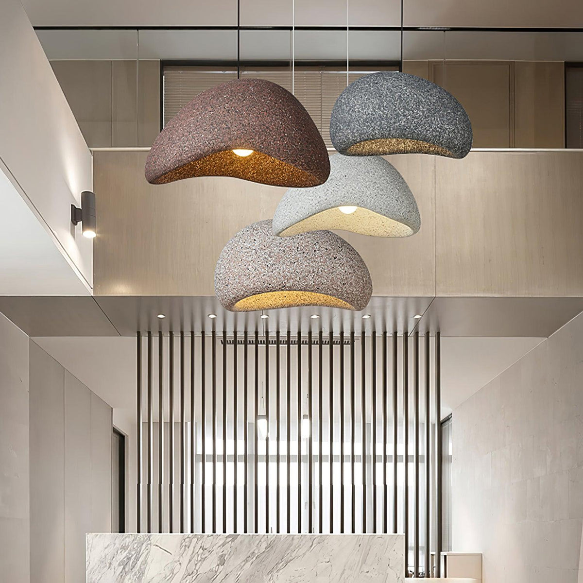 Tsukiyo Pendelleuchte im Wabi-Sabi-Stil mit Wolken-Design