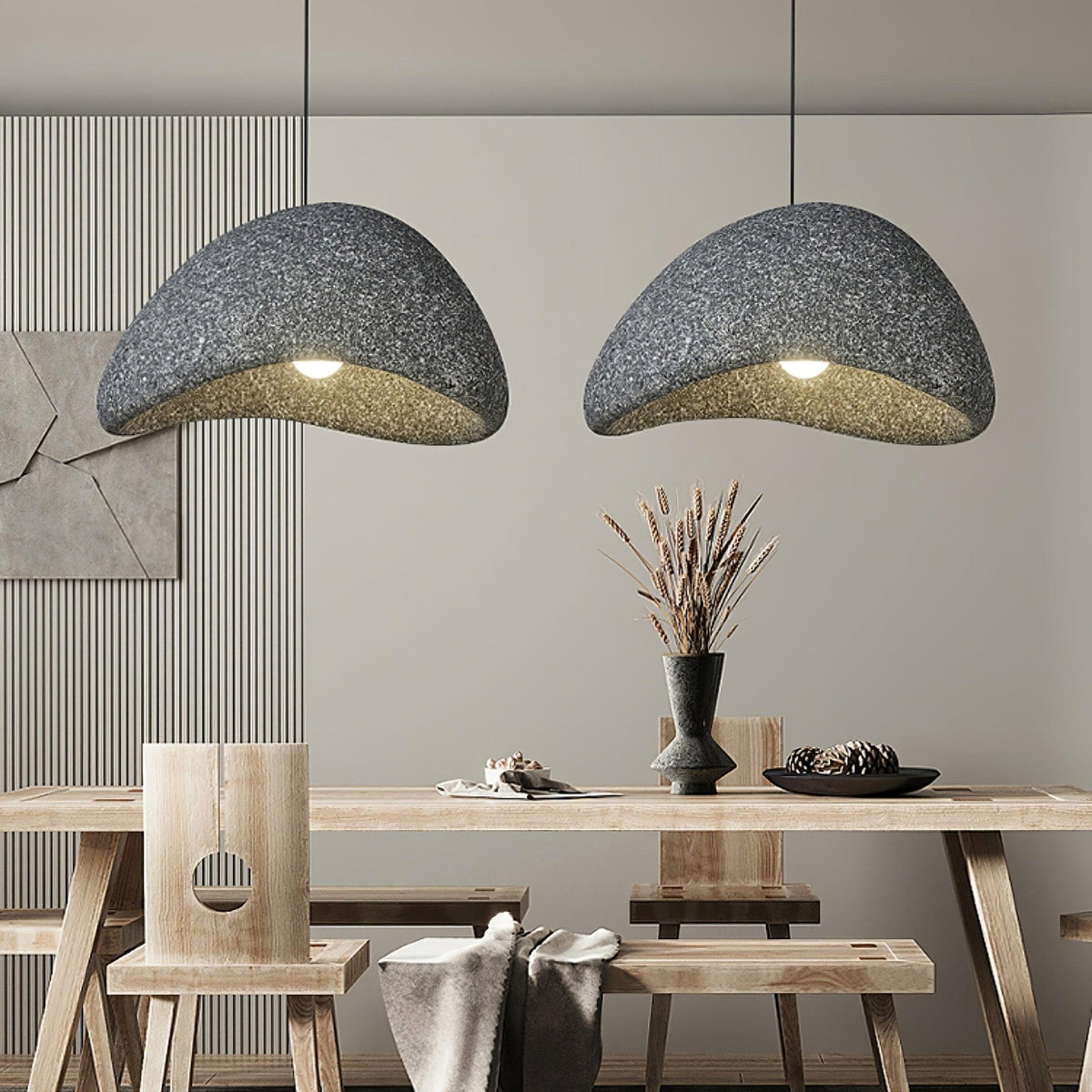Tsukiyo Pendelleuchte im Wabi-Sabi-Stil mit Wolken-Design