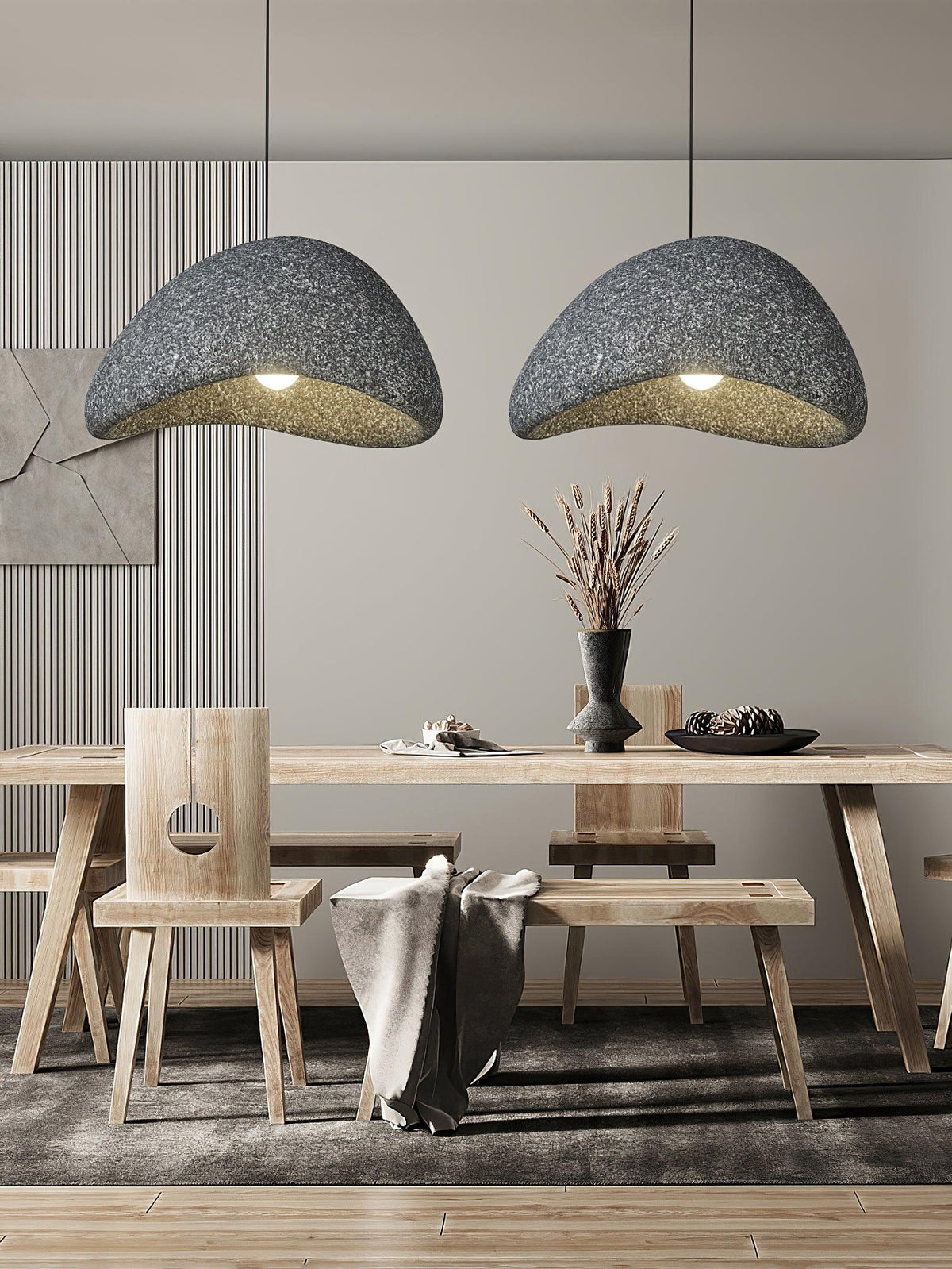 Tsukiyo Pendelleuchte im Wabi-Sabi-Stil mit Wolken-Design