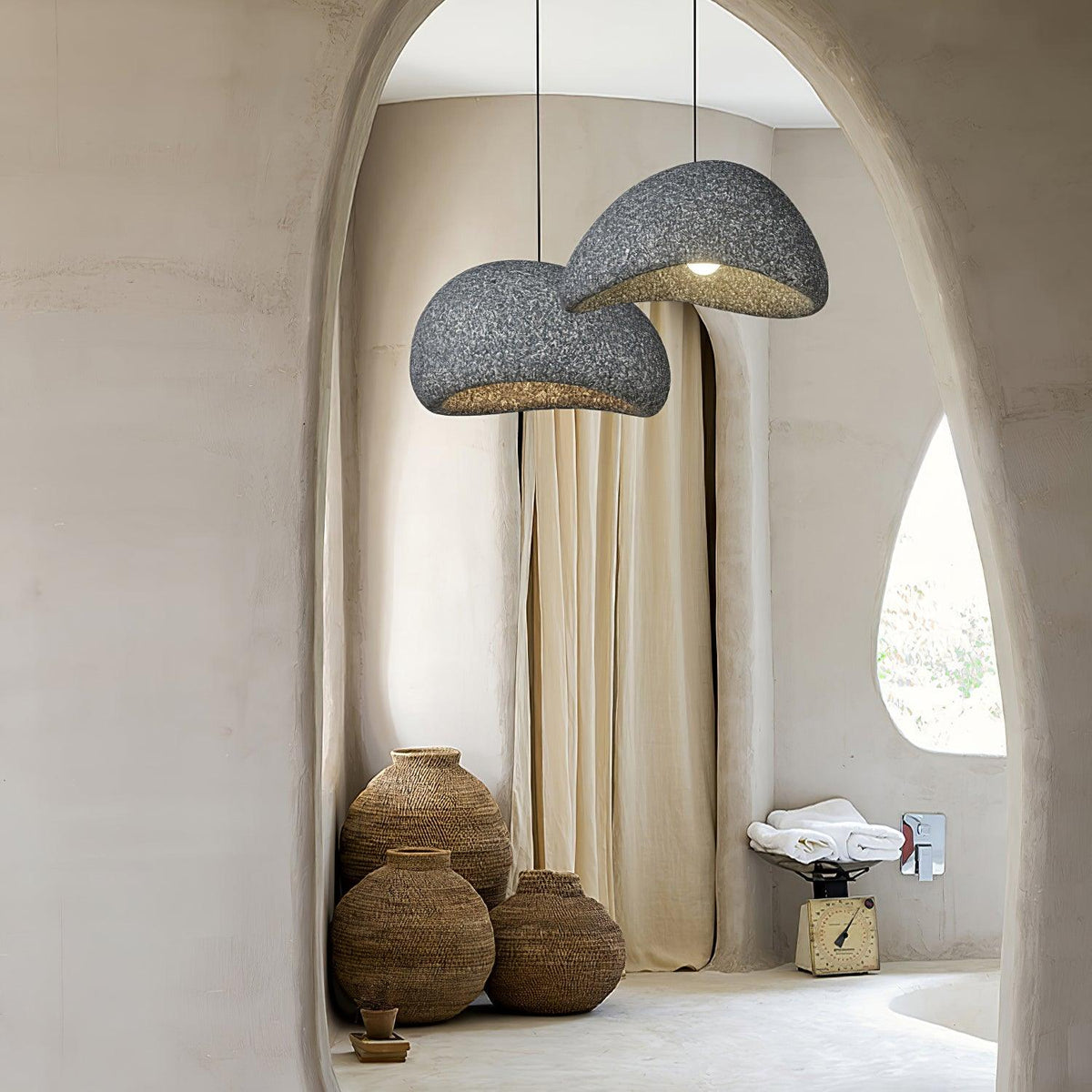 Tsukiyo Pendelleuchte im Wabi-Sabi-Stil mit Wolken-Design