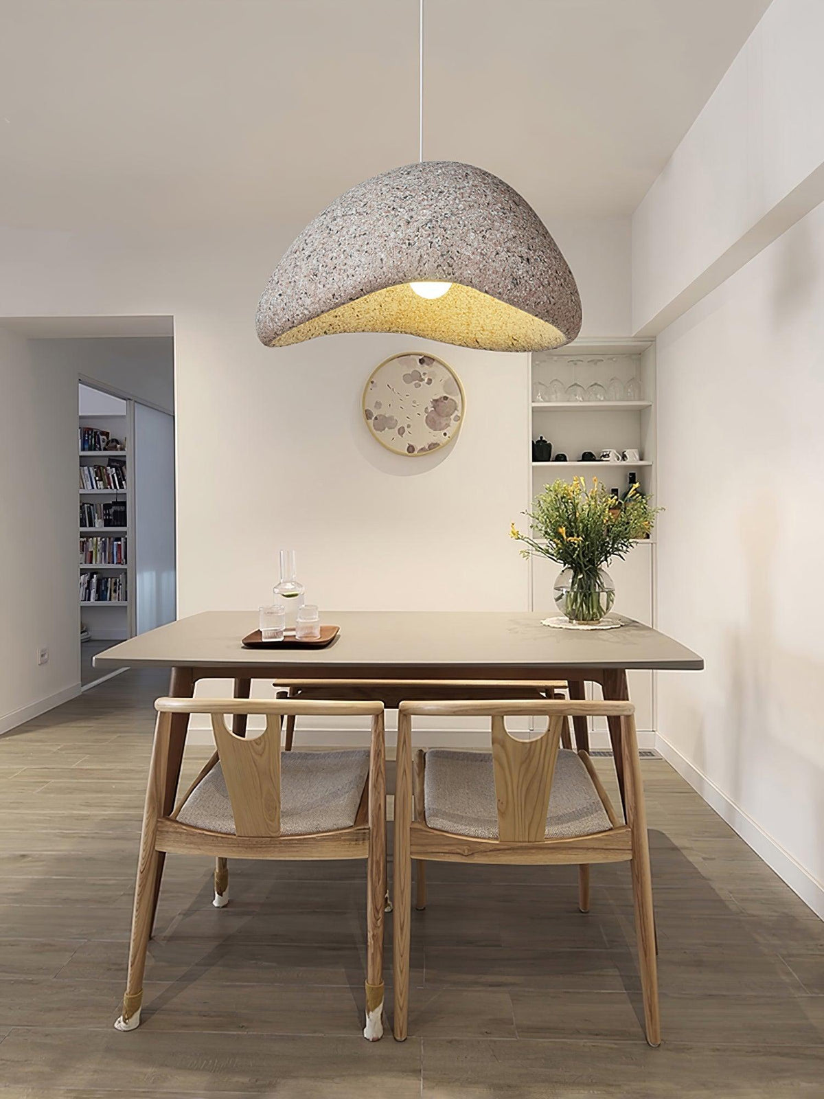 Tsukiyo Pendelleuchte im Wabi-Sabi-Stil mit Wolken-Design