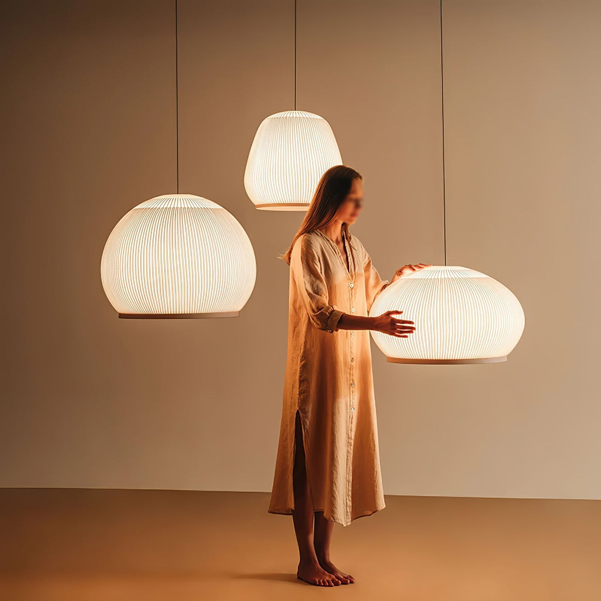 Lineiella Minimalistische Stoff-Pendelleuchte