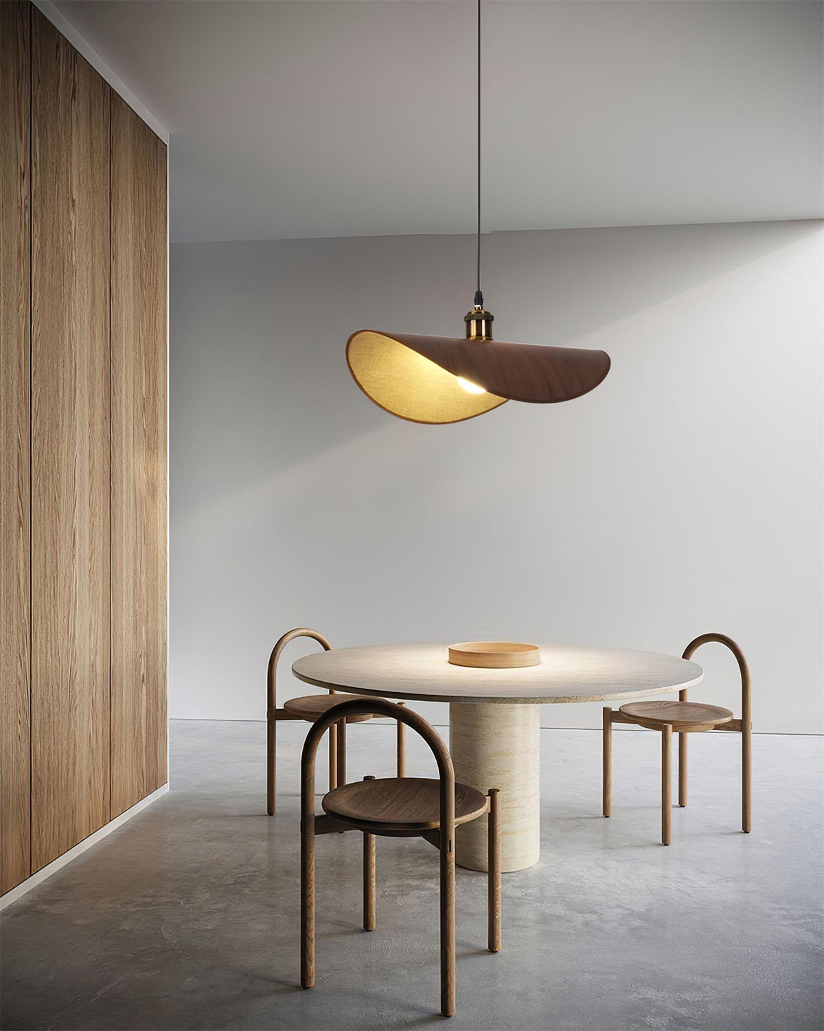 Mirelle Pendelleuchte Leinen-Stoff-Lampenschirm Holz Minimalistisch