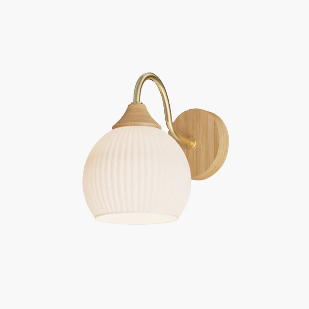 Muto Nordic LED Innenwandleuchte Glas Holz Schlaf Wohnzimmer