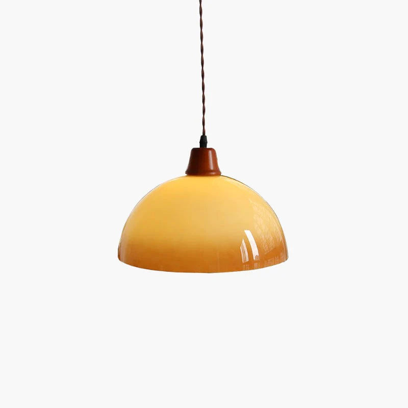 Valentina Retro Rund LED Pendelleuchte Braun Glas Ess Schlafzimmer