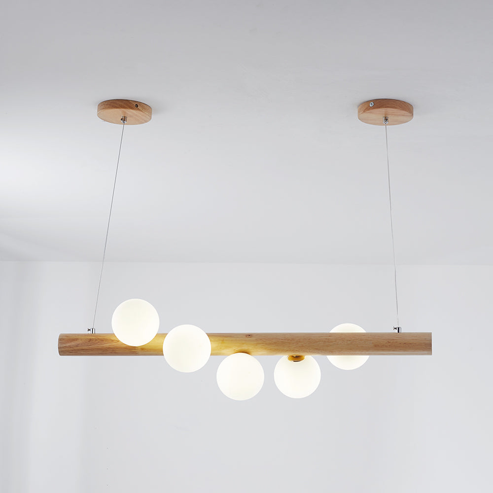 Valentina Design LED Pendelleuchte Kugel Linear EssWohn/Schlafzimmer Holz/Glas