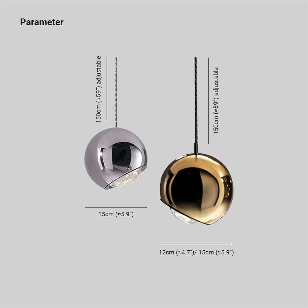 Valentina Modern LED Pendelleuchte Kugel Ess/Wohnzimmer Gold Metall