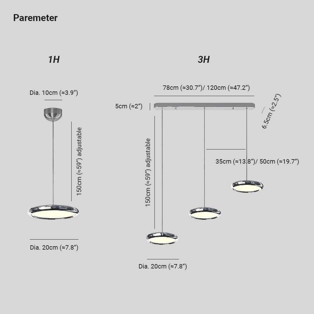 Arisha Modern LED Pendelleuchte Ring Esstisch, 3 Farbe, Metall Acryl