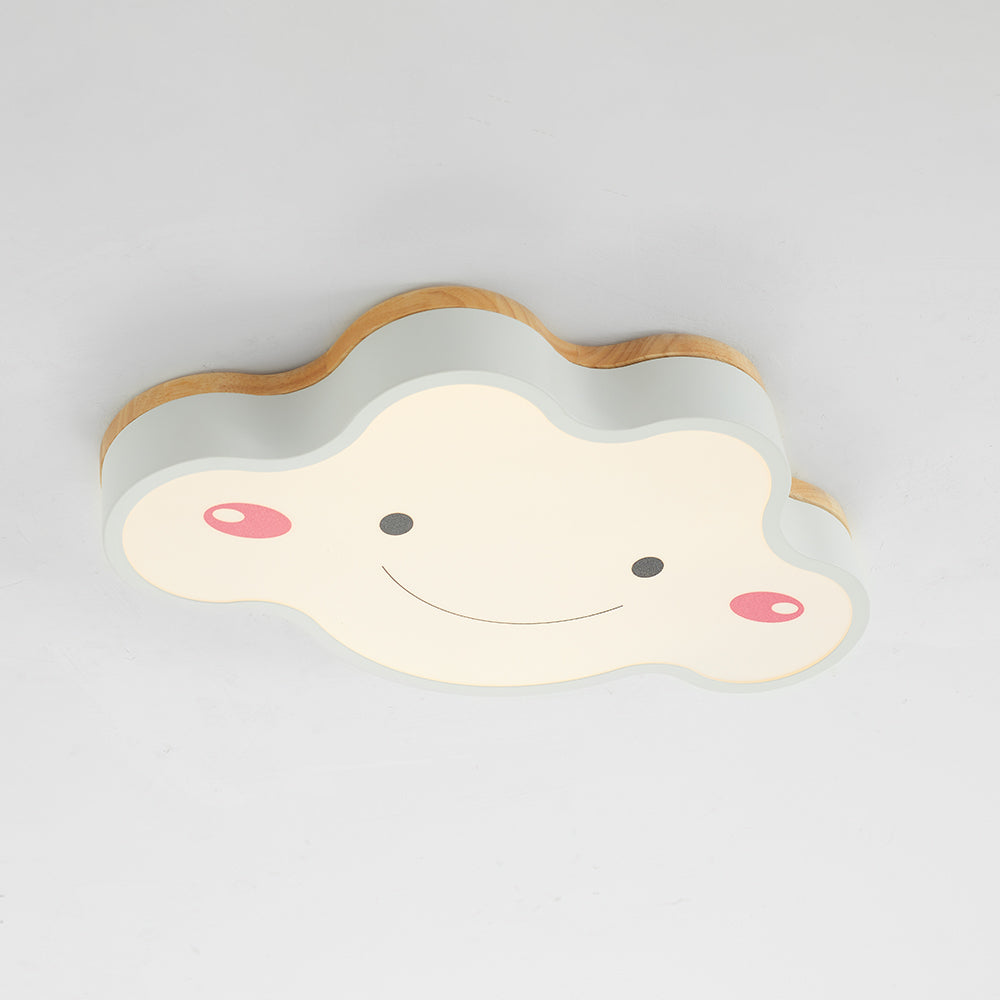 Aria Modern LED Deckenleuchte Dimmbar Kinderzimmer Wolke Weiß Holz