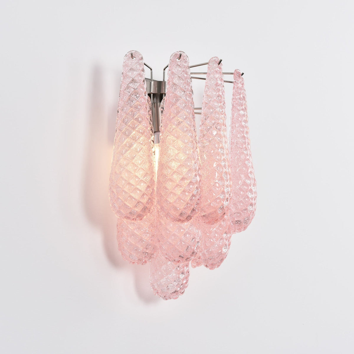 Liorelaria Wandleuchte Pink Tränenform-Glas Florale Kunst