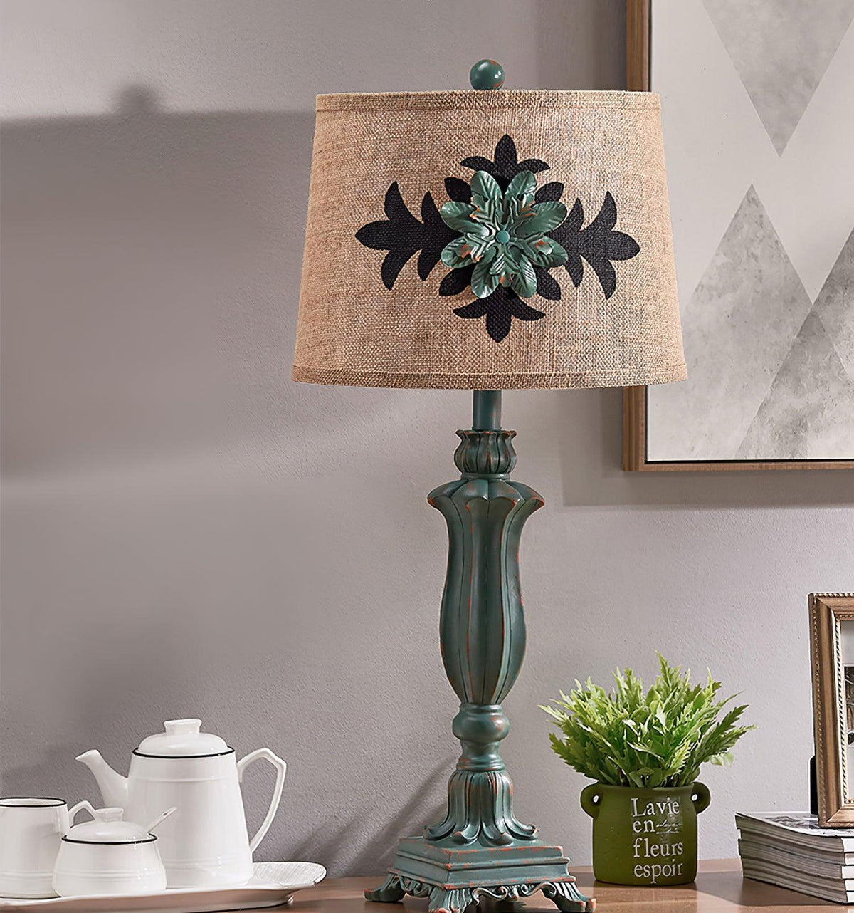 Xild Kunstharz-Stoff-Tischleuchte