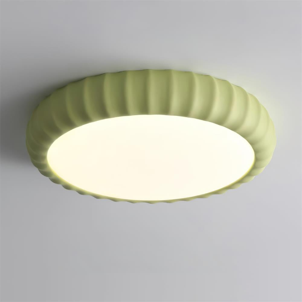 Moderne minimalistische flache Deckenleuchte aus Kunstharz in Soft Green in Grün