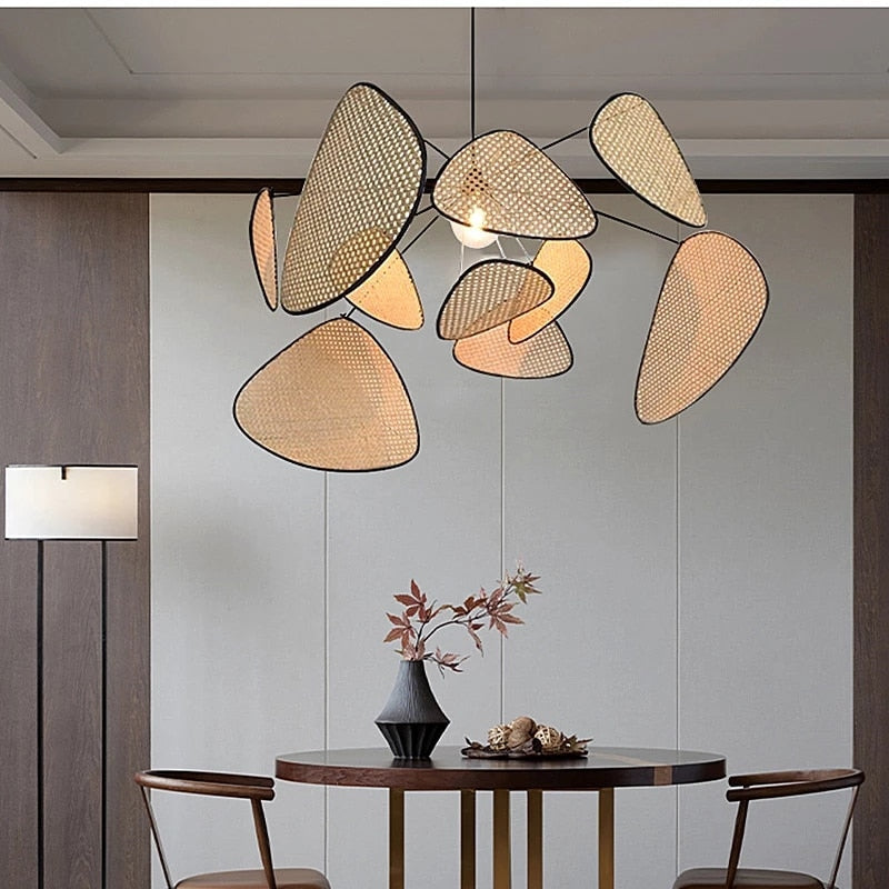 Ritta Leaf Grid Rural Handmade Rattan Pendelleuchte
