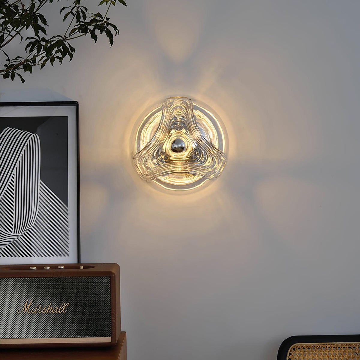 Wandleuchte Swirl Texture Transparent Bernsteinfarben Rauchgrau Moderner Akzent