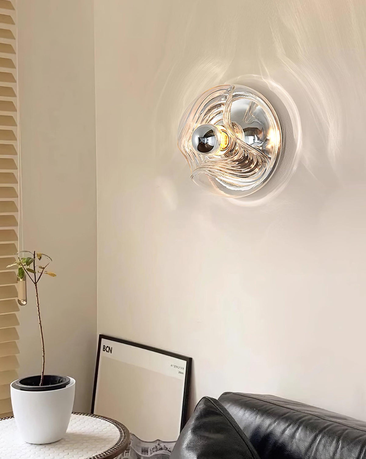 Wandleuchte Swirl Texture Transparent Bernsteinfarben Rauchgrau Moderner Akzent