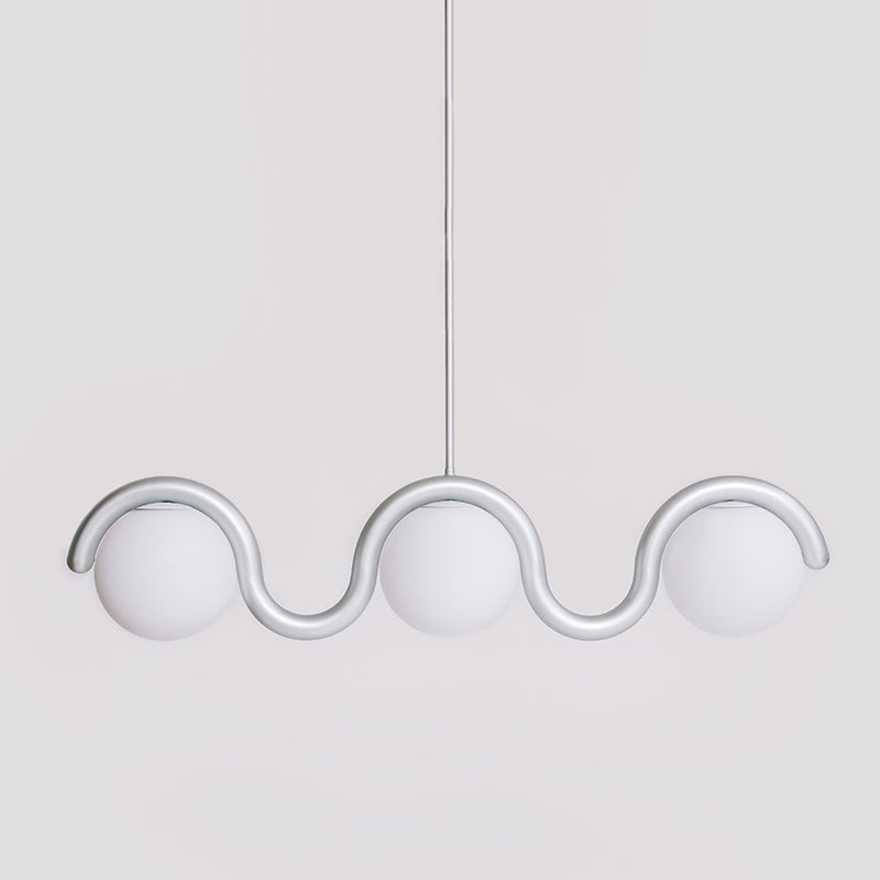 Uveta Linearer Kronleuchter in Rot & Silber