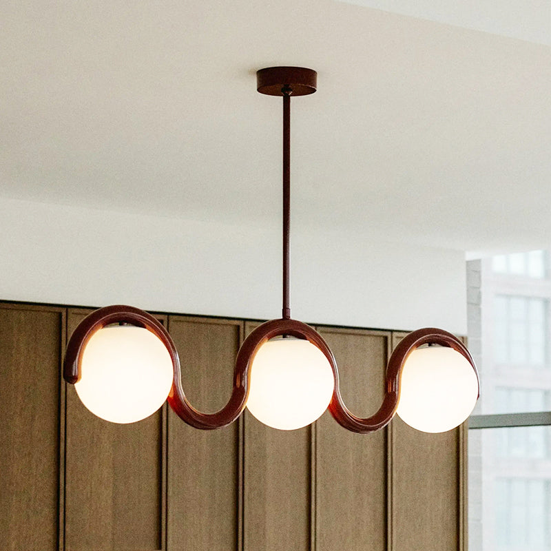 Uveta Linearer Kronleuchter in Rot & Silber