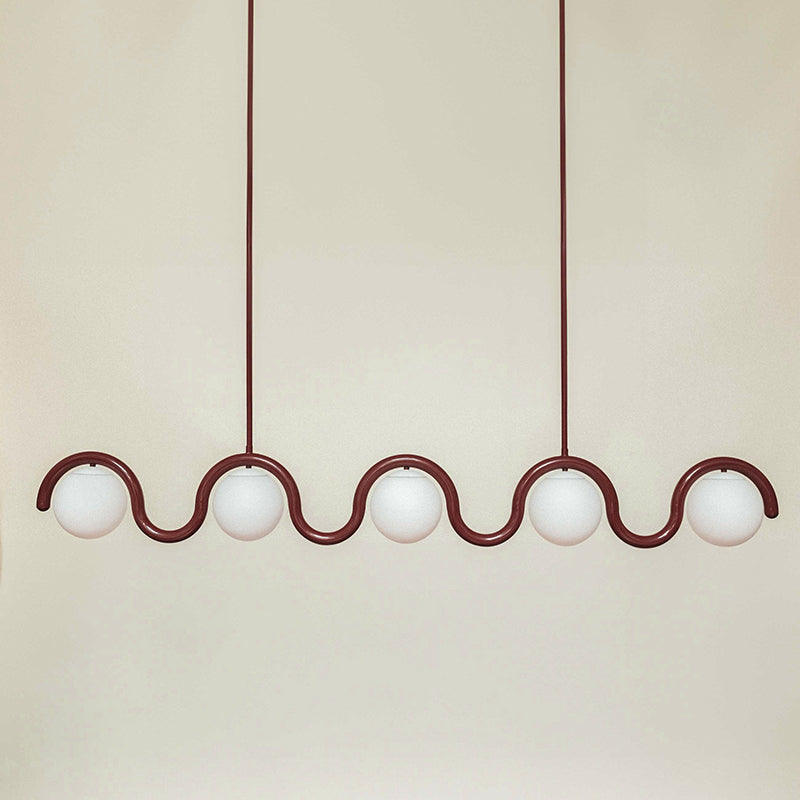 Uveta Linearer Kronleuchter in Rot & Silber