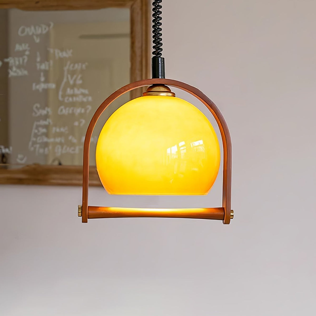 Cesilarae Premium Nordische Kunstglas-Holz-Pendelleuchte