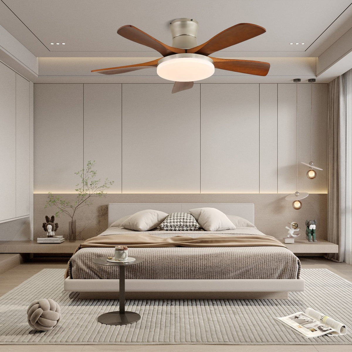 Brevo Deckenventilator mit Beleuchtung Holzblatt