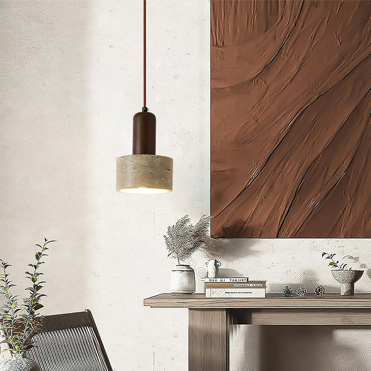Jlynis Dual-Material Travertine Pendelleuchte