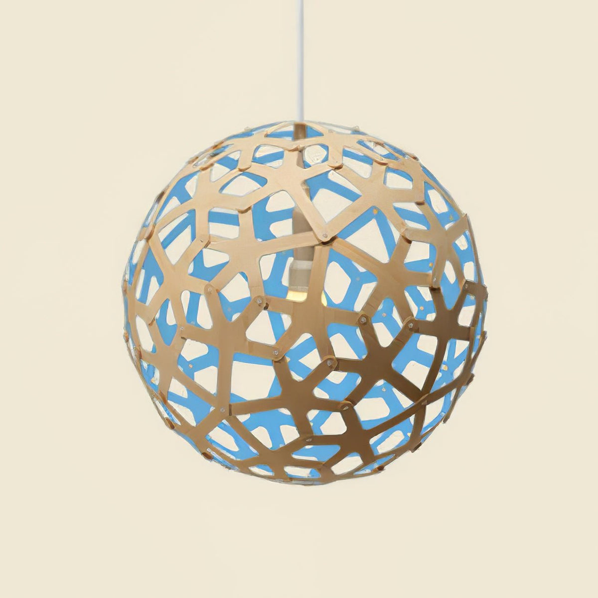 Rininia Pendelleuchte Geometrisch aus Holzgewebe